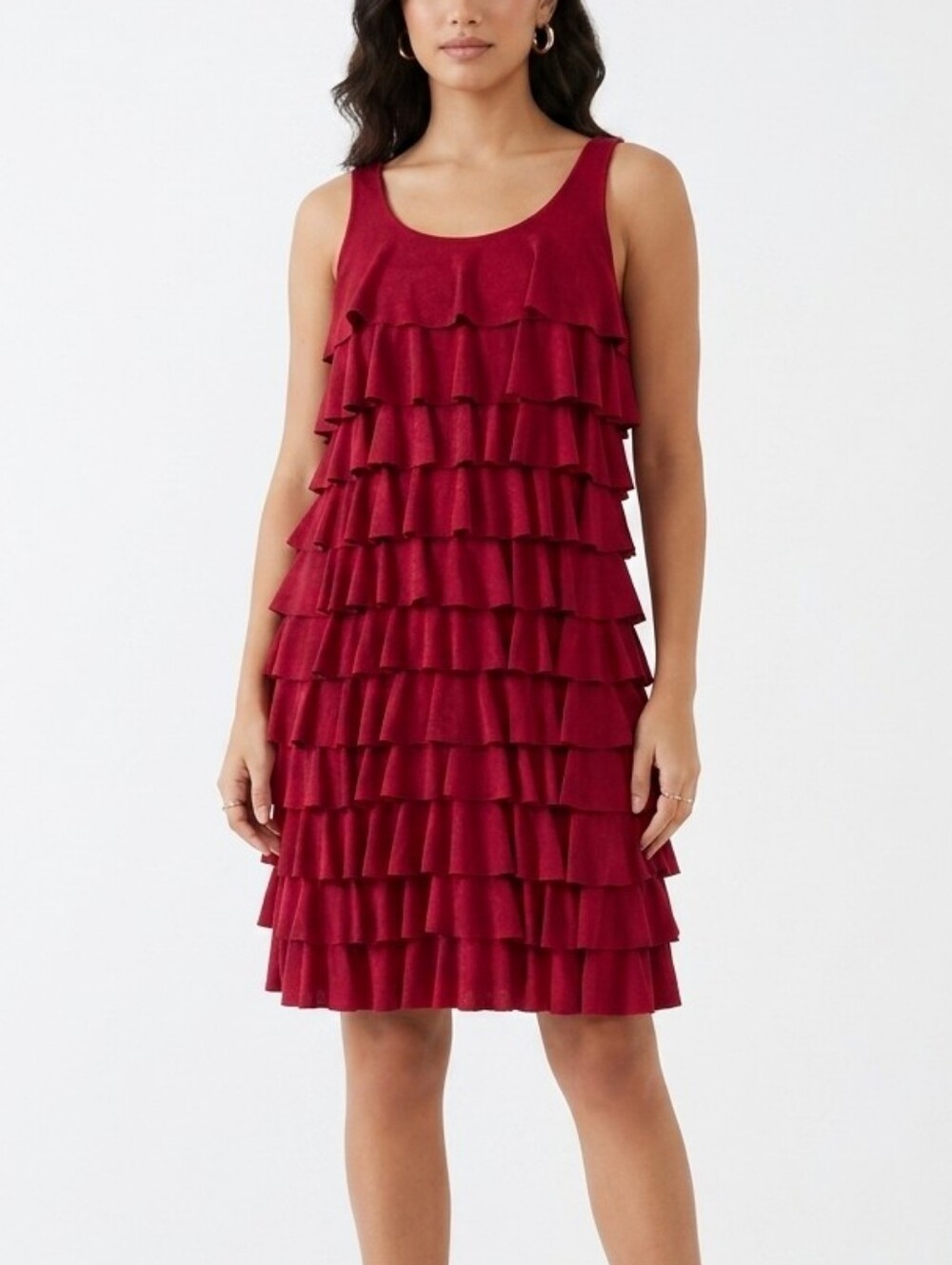NEW Ruffle Sleeveless Red Dress Size S Bohemian Retro Feminine Preppy Party - Picture 1 of 6